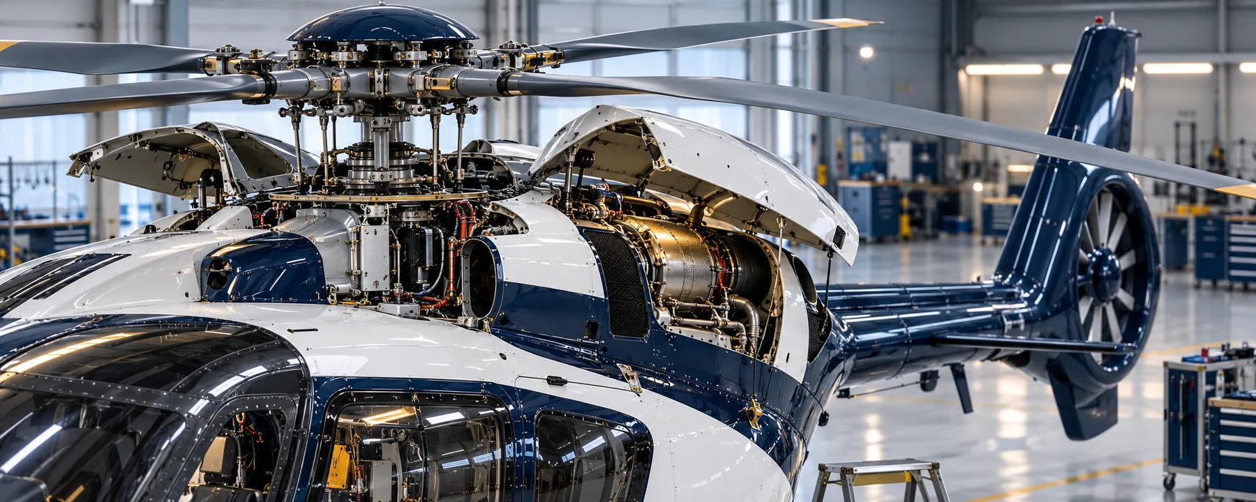 Technical inspection of an H135 helicopter rotor system